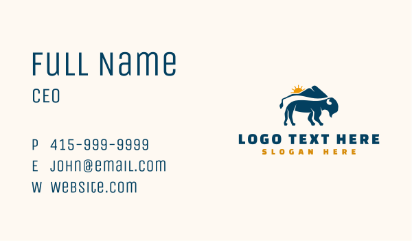 Wild Bison Buffalo Business Card Design Image Preview