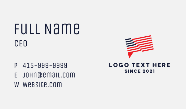 American Flag Chat  Business Card Design Image Preview
