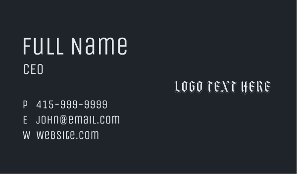 Gothic Brand Wordmark Business Card Design Image Preview