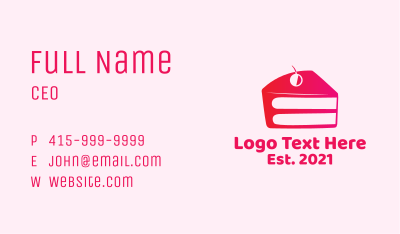 Cherry Cake Slice Business Card Image Preview