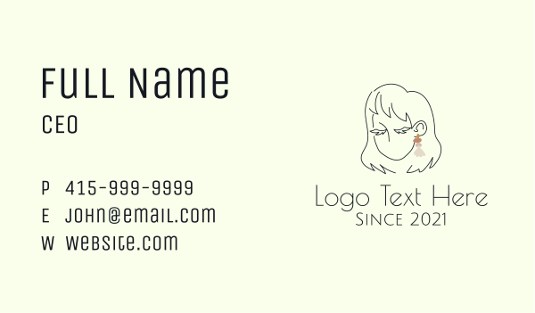 Glam Lady Style Earring  Business Card Design Image Preview
