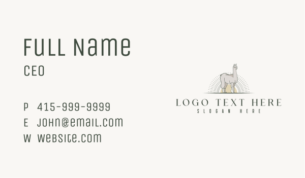 Wildlife Zoo Llama Business Card Design Image Preview