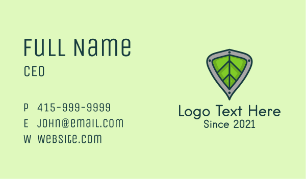Eco Leaf Shield  Business Card Design Image Preview