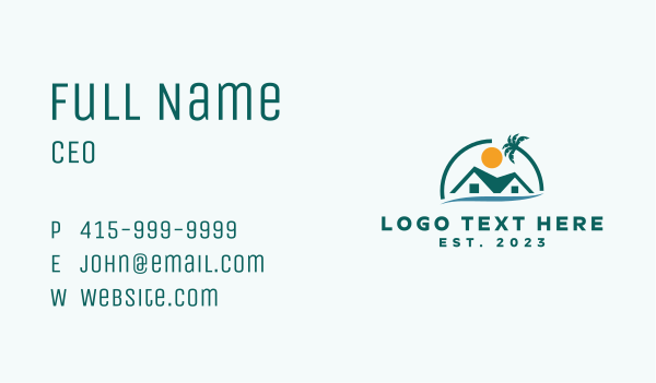 Vacation Beach House Business Card Design Image Preview