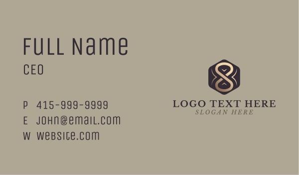 Golden Number 8 Business Card Design Image Preview