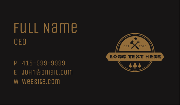 Rustic Wood Carpentry Business Card Design Image Preview