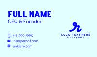 Blue Cursive Letter R Business Card Design
