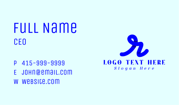 Blue Cursive Letter R Business Card Design Image Preview