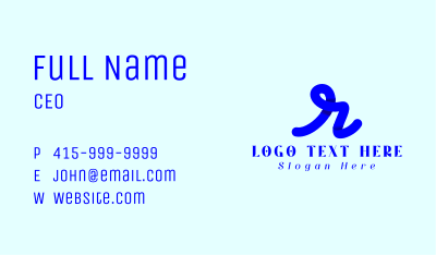 Blue Cursive Letter R Business Card Image Preview