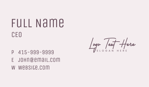 Cursive Feminine Fashion  Business Card Design Image Preview