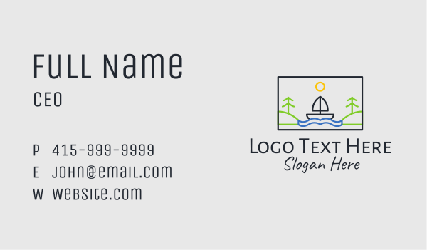 River Sailing Boat  Business Card Design Image Preview