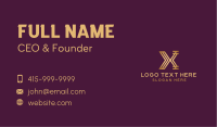 Golden Upscale Letter X Business Card Design