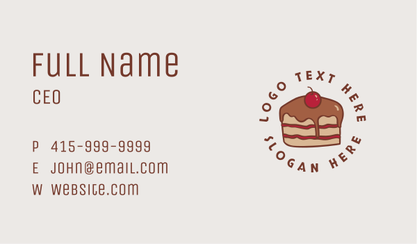 Chocolate Cherry Cake Business Card Design Image Preview