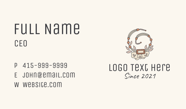 Boho Flower Necklace  Business Card Design Image Preview