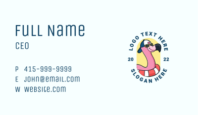 Summer Beach Flamingo Business Card Image Preview