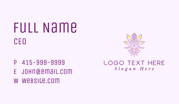Glamorous Violet Peacock Business Card Design Image Preview