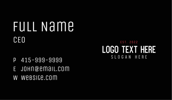 Generic Tall Wordmark Business Card Design Image Preview