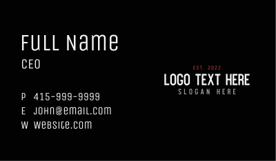 Generic Tall Wordmark Business Card Image Preview