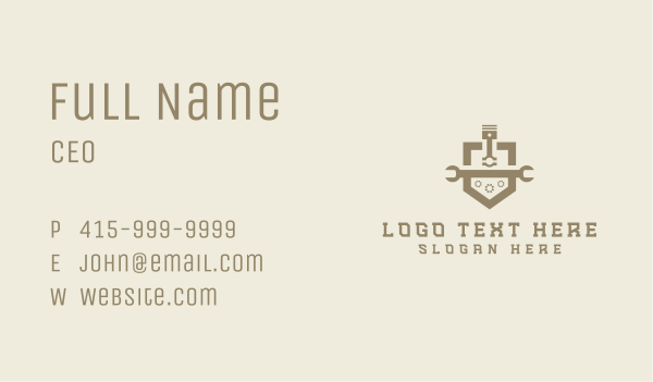 Piston Mechanic Wrench Business Card Design Image Preview