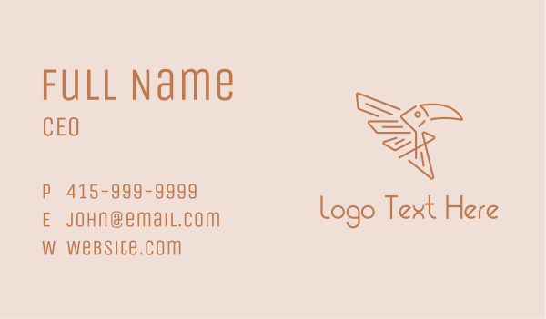 Winged Tribal Toucan  Business Card Design Image Preview