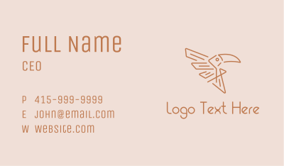 Winged Tribal Toucan  Business Card Image Preview