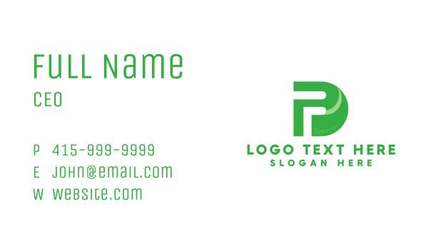 Green Nature PD Monogram Business Card Design Image Preview