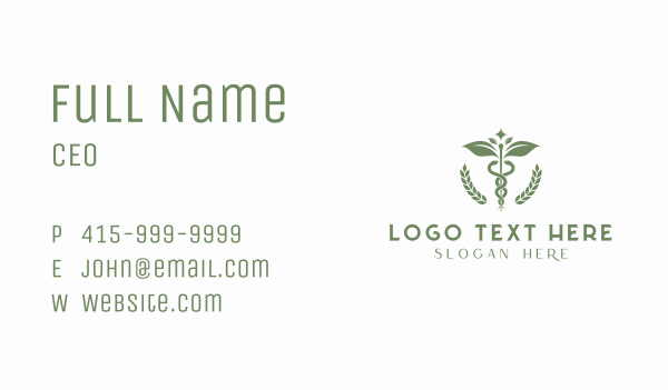 Medical Leaf Caduceus Staff Business Card Design Image Preview