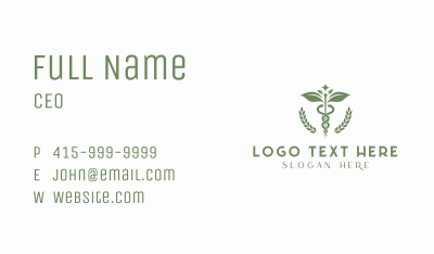 Medical Leaf Caduceus Staff Business Card Image Preview