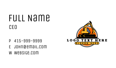 Excavator Machinery Digger Business Card Image Preview