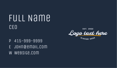 Cursive Retro Wordmark Business Card Image Preview