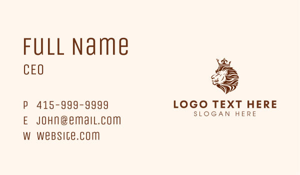 King Lion Crown Business Card Design Image Preview