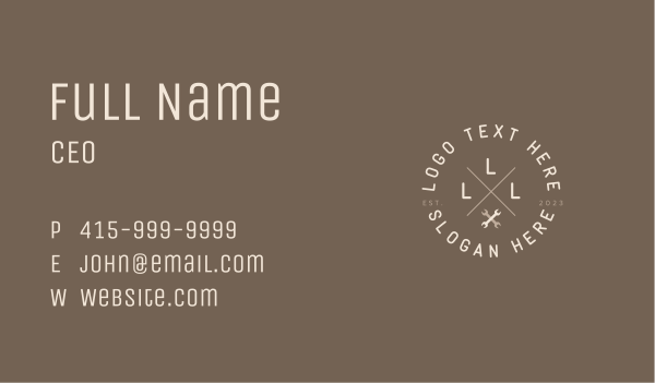 Hipster Wrench Mechanic Business Card Design Image Preview