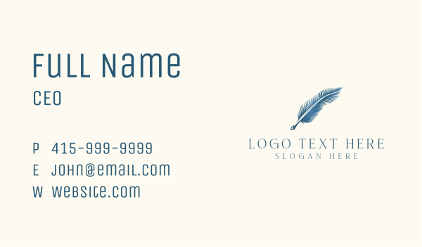Elegant Feather Pen Business Card Design Image Preview