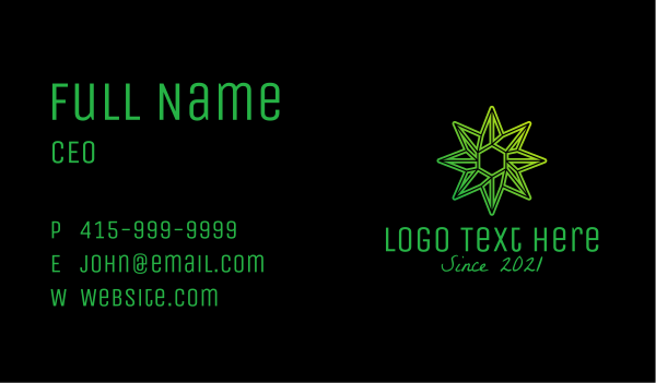 Green Environmental Star  Business Card Design Image Preview