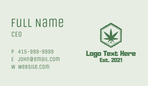 Natural Hexagon Weed Business Card Design Image Preview