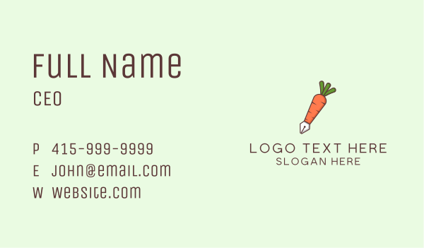 Carrot Writing Pen Business Card Design Image Preview