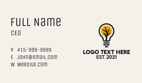Tree Light Bulb  Business Card Design Image Preview