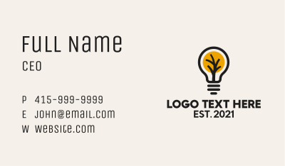 Tree Light Bulb  Business Card Image Preview