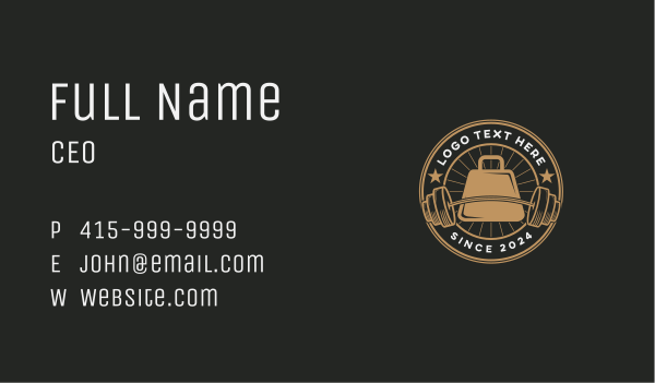 Kettlebell Weightlifter Barbell Business Card Design Image Preview