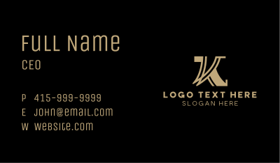 Golden Luxury Hotel Letter K Business Card Image Preview