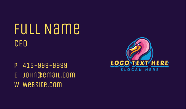 Flamingo Gaming Bird Business Card Design Image Preview