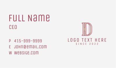 Typography Letter D Business Card Image Preview