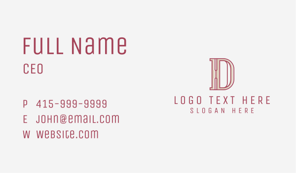 Typography Letter D Business Card Design Image Preview