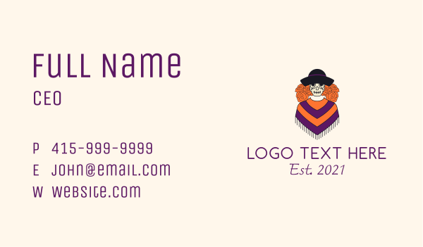 Mexican Rose Woman  Business Card Design Image Preview