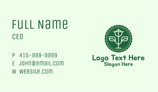 Green Plant Badge Business Card Design Image Preview