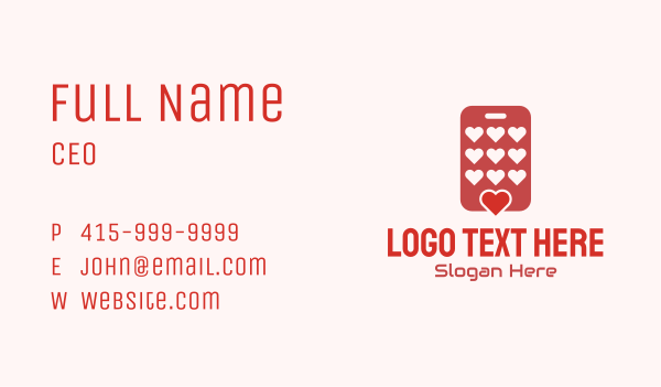 Phone Dating App Hearts Business Card Design Image Preview