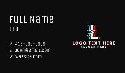 Technology Glitch Letter L Business Card Image Preview