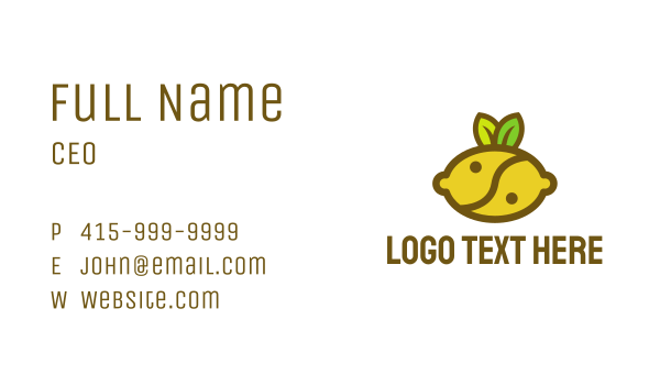 Yin Yang Lemon Fruit  Business Card Design Image Preview