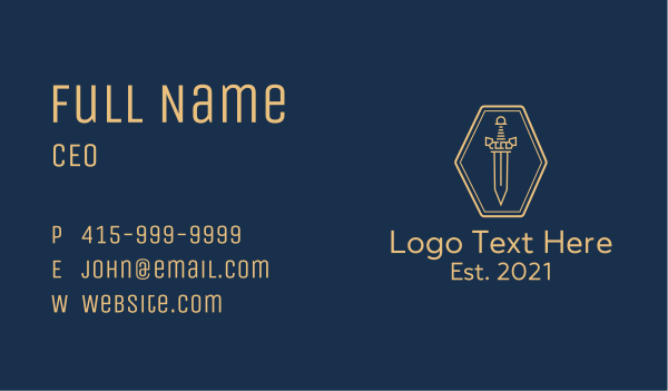 Gold Minimalist Sword  Business Card Design Image Preview