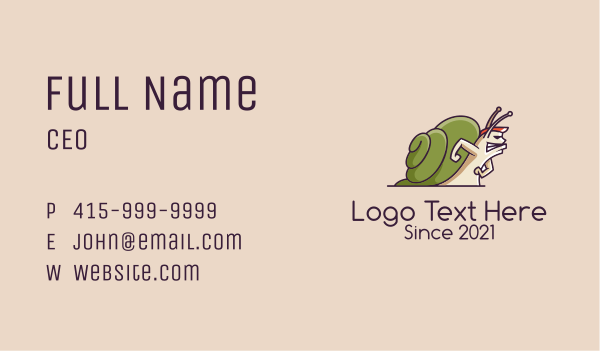 Wild Snail Mascot  Business Card Design
